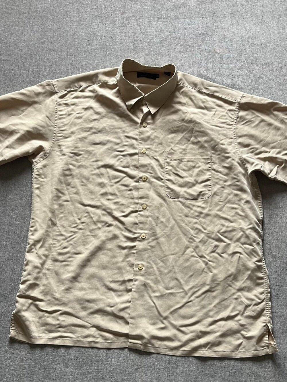 Bugatchi Button Down Short Sleeve Shirt Men XXL Yellow Rayon Blend Casual Preppy